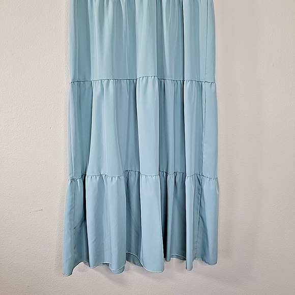Shein Tiered Ruffle Maxi Dress Blue Womens XS Runs Big Flutter Sleeve - Picture 4 of 7